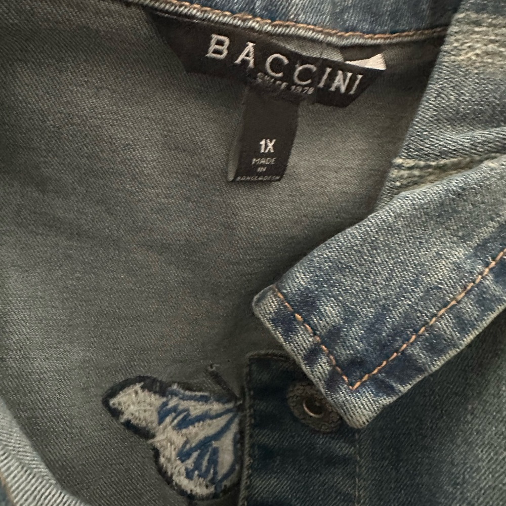 Baccini Embroidered Denim Jacket with Floral and Bird Design - Picture 8 of 8